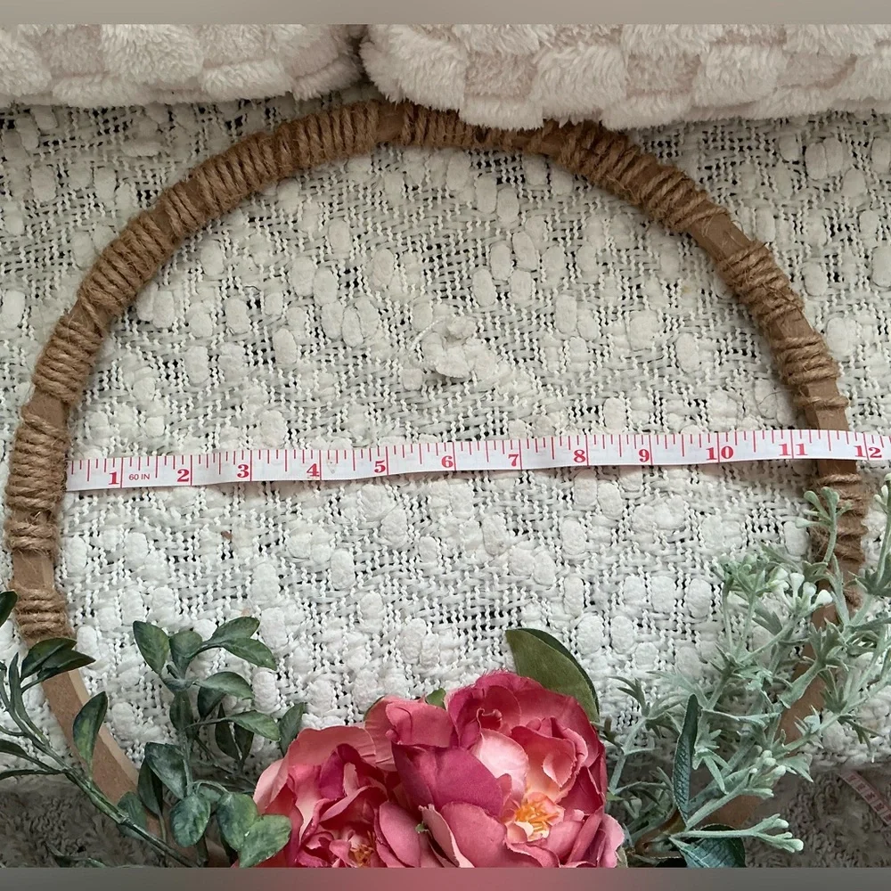 Rustic Floral Wreath with Pink and Green Accents